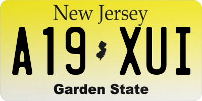 NJ license plate A19XUI