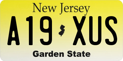 NJ license plate A19XUS
