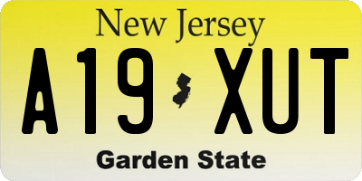 NJ license plate A19XUT