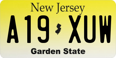 NJ license plate A19XUW
