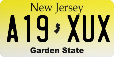 NJ license plate A19XUX