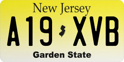 NJ license plate A19XVB