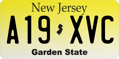 NJ license plate A19XVC