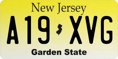NJ license plate A19XVG