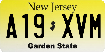 NJ license plate A19XVM