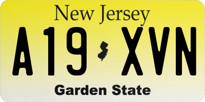 NJ license plate A19XVN