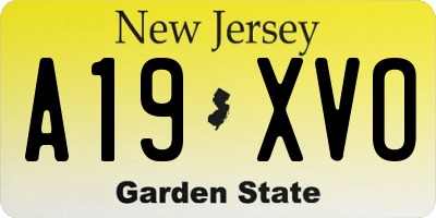 NJ license plate A19XVO