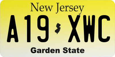 NJ license plate A19XWC