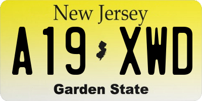 NJ license plate A19XWD