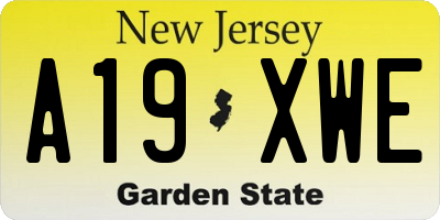 NJ license plate A19XWE
