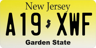 NJ license plate A19XWF