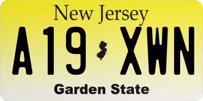 NJ license plate A19XWN