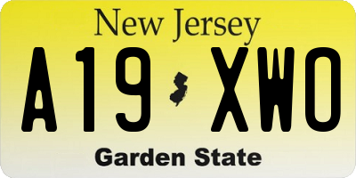 NJ license plate A19XWO
