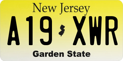 NJ license plate A19XWR
