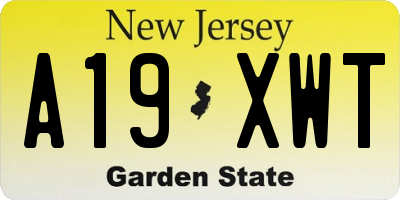NJ license plate A19XWT