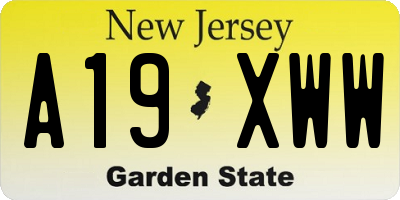 NJ license plate A19XWW
