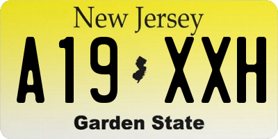 NJ license plate A19XXH