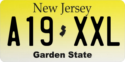 NJ license plate A19XXL