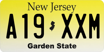 NJ license plate A19XXM