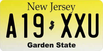 NJ license plate A19XXU