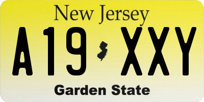 NJ license plate A19XXY