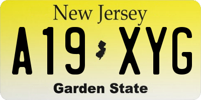 NJ license plate A19XYG