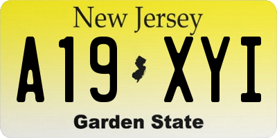 NJ license plate A19XYI