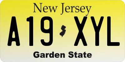 NJ license plate A19XYL
