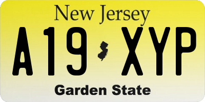 NJ license plate A19XYP
