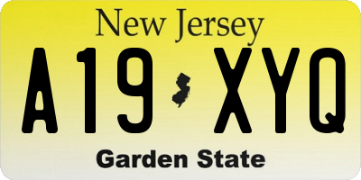 NJ license plate A19XYQ