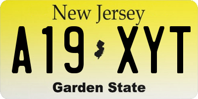 NJ license plate A19XYT