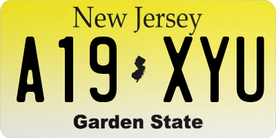 NJ license plate A19XYU