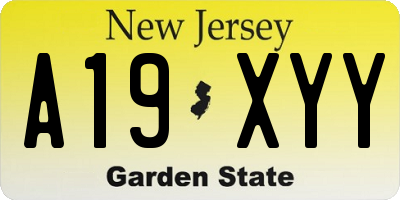 NJ license plate A19XYY