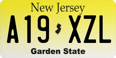 NJ license plate A19XZL