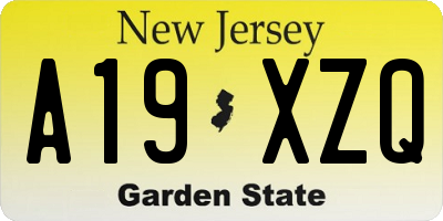NJ license plate A19XZQ