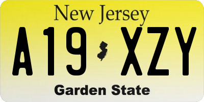 NJ license plate A19XZY
