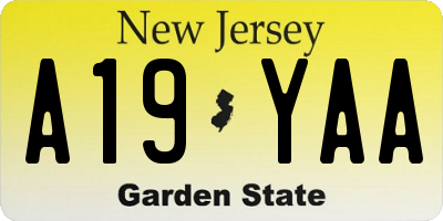 NJ license plate A19YAA