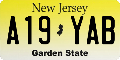 NJ license plate A19YAB