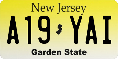 NJ license plate A19YAI