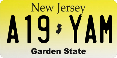 NJ license plate A19YAM