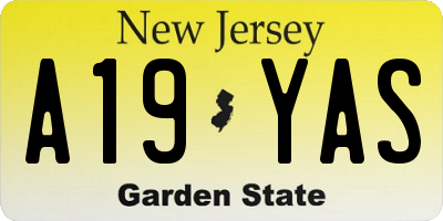 NJ license plate A19YAS