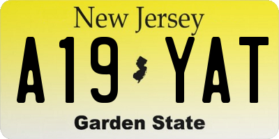 NJ license plate A19YAT