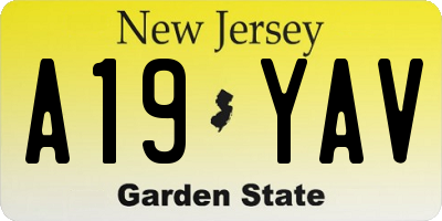 NJ license plate A19YAV