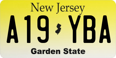 NJ license plate A19YBA