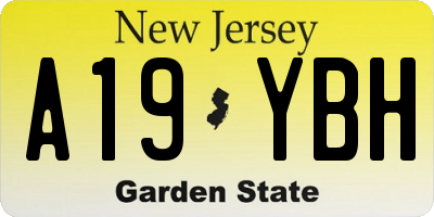 NJ license plate A19YBH