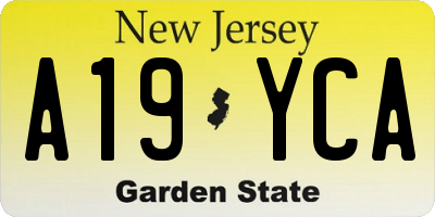 NJ license plate A19YCA