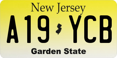 NJ license plate A19YCB
