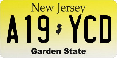 NJ license plate A19YCD