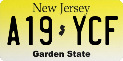 NJ license plate A19YCF