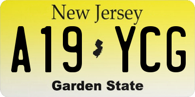 NJ license plate A19YCG